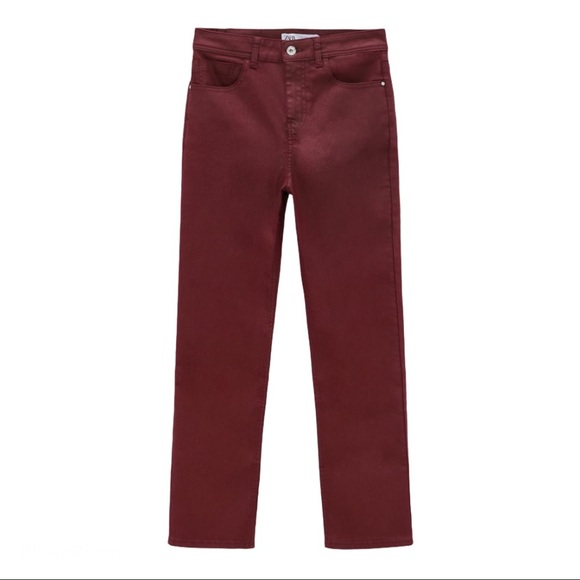 🌸New🌸 Zara Coated Slim Fit Pants Size 34 / 2 NWT - Picture 4 of 15